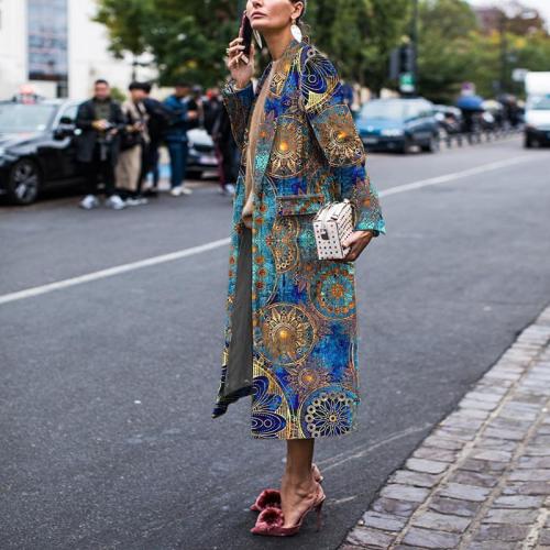 Fashion Floral Printed Long Sleeve Coat