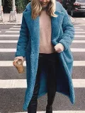 Fashion Lapel Long Sleeve Plain Fur Coats
