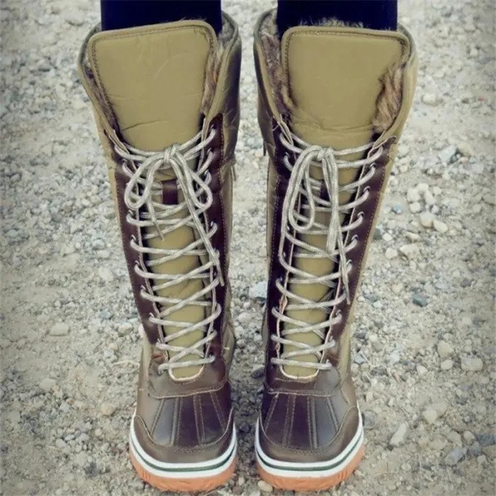 Women Winter Comfy Lace Up Mid-Calf Boots