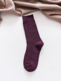 Vintage Plain Double-needle Retro Plaid Tube Warm Casual Socks