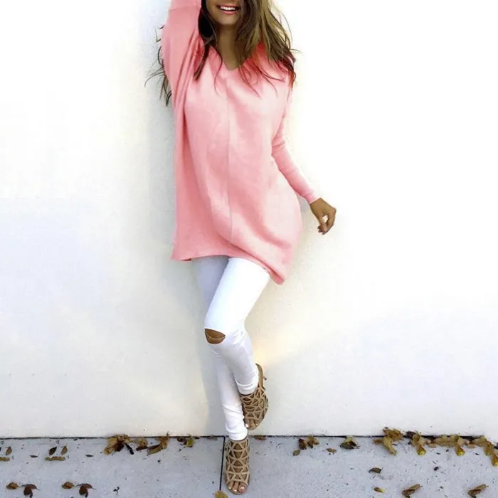 Fashion V-Neck Long Sleeve Women's Sweater