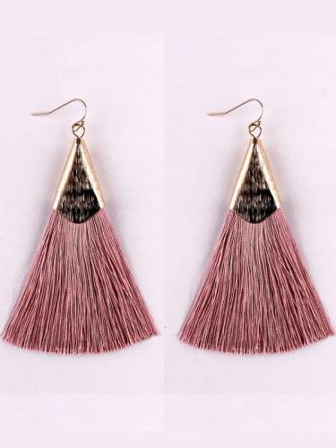 Vintage Boho Silk Tassel Fish Hook Drop Earrings