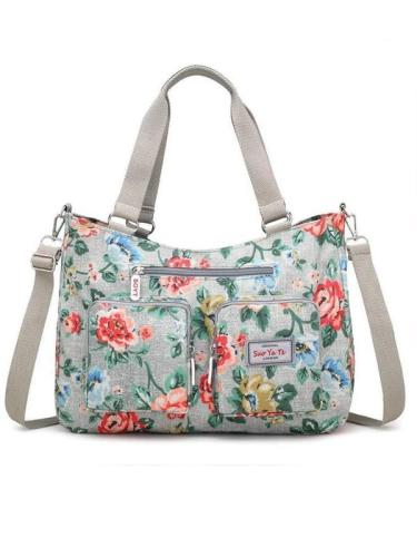 Waterproof Floral Print Crossbody Bag Large Capacity Tote Bag