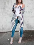 Long-Sleeved Irregular Printed Cardigan