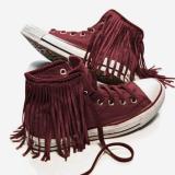 White Cloth Winter Tassel Flats