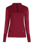 Buttoned Long Sleeve Appliqued Bodycon Sweaters