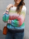 Color-Block Casual Ombre/tie-Dye Shift Sweater