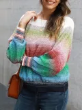 Color-Block Casual Ombre/tie-Dye Shift Sweater