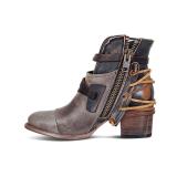 Solid Chunky High Heel Martin Boots