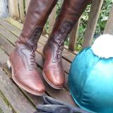 Women Color-block Riding Boots Low Heel Pu Boots