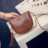 Women Sweet Tassel Oil Leather Crossbody Bag Casual Phone Bag
