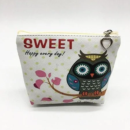 Fashion Cartoon Owl Zero Wallet Key Bag Children's PU Wallet Coin Bag