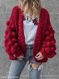 Hand-Knitted Lantern Sleeve Sweater