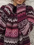 Color-Block Long Sleeve Tribal Sweaters