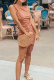 Crew Neck  Plain  Sleeveless Bodycon Dresses