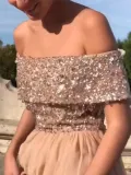 Sexy Off Shoulder Sequin Evening Dress Maxi Dresses