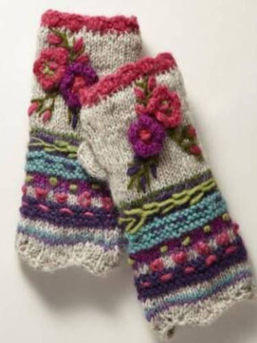 Light Gray Casual Tribal Women Knitted Gloves & Mittens