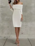 Sexy Off Shoulder Plain Bodycon Dress