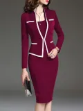 Scoop Neck  Colouring Bodycon Dress   Professional Dress