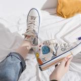 Casual Unisex Hand Drawn Graffiti High-Top Canvas Shoes