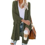 Casual Side Slit Soft Long Sleeve Midi Sweater Cardigan