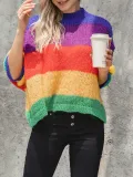 Multicolor Sweet Knitted Ombre/tie-Dye Sweater