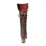 Women Vintage Lace Up Boots European Style Bandage Above Knee Boots