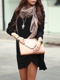 Round Neck Plain Decorative Button Slit Bodycon Dresses