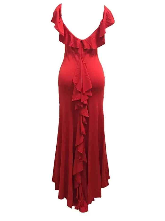 Fashion Off-Shoulder Pure Colour Off-Shoulder Fishtail Dress