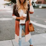 Fashion Color Block Long Sleeve Cardigans