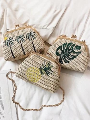 Women's Beach Embroidery Lock Bag Handbag