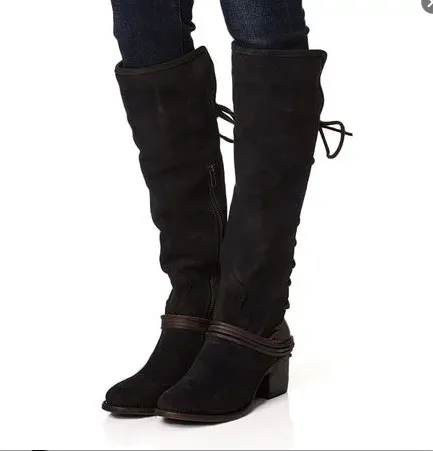 Women Vintage Lace Up Boots European Style Bandage Above Knee Boots