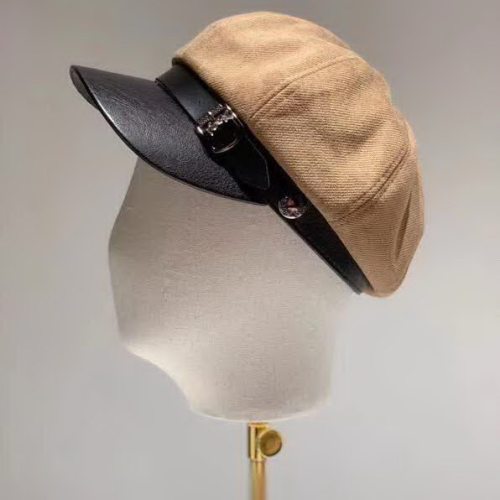 20冬季最新专柜款-圣罗兰ysl新款八角帽南瓜帽，Pu帽檐搭衣必备鸭舌帽