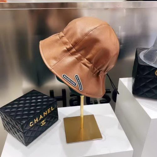 20冬季最新专柜款-balenciaga新款抽绳皮革渔夫帽,牛皮纹路感超强