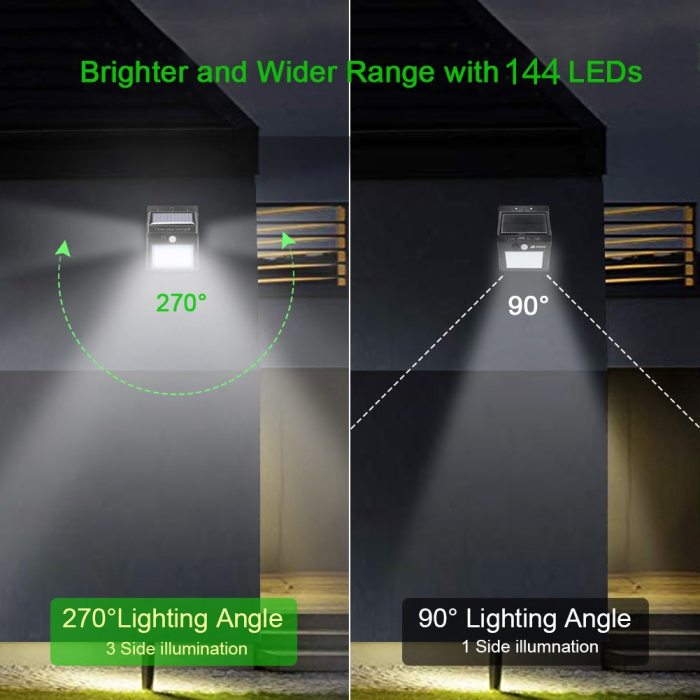 Goodland 144 100 LED Solar Light Outdoor Solar Lamp PIR Motion Sensor Solar Powered Sunlight Street Light for Garden Decoration