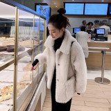 Copy 减龄洋气轻熟风韩版冬装外套羊羔毛加绒加厚洋气打底衫两件套