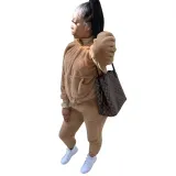 Plus Size Winter Fleece Hoody Plain Sweatsuit
