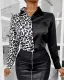 Autumn White and Black Print Elegant Blouse