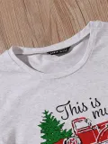 Christmas Print Round Neck Shirt with Short Sleeves