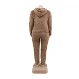 Plus Size Winter Fleece Hoody Plain Sweatsuit