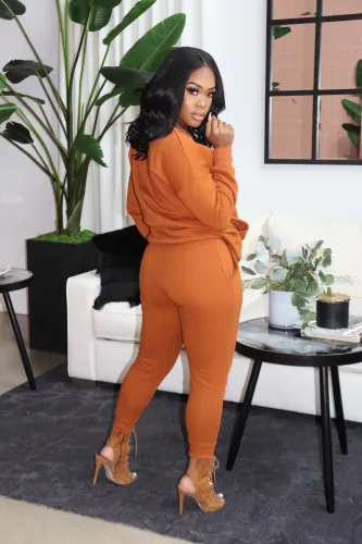 Autumn Casual Solid Plain Round Neck Sweatsuit