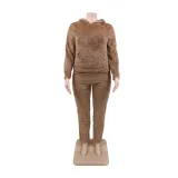Plus Size Winter Fleece Hoody Plain Sweatsuit