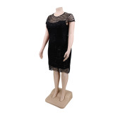 Plus Size Party Short Sleeve Sequins Mini Dress