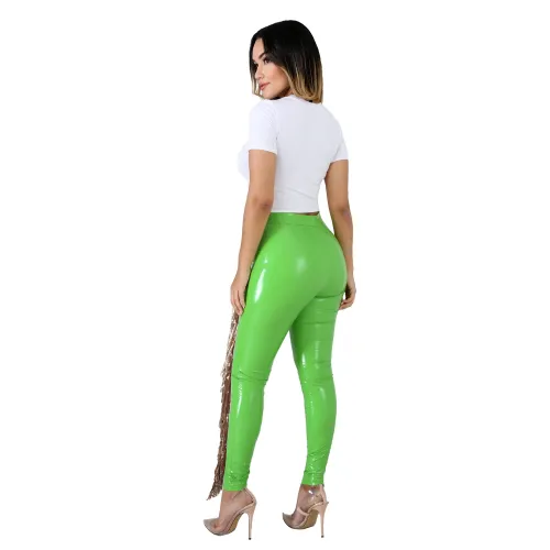 Autumn Party Fit Tassels High Waist Leather Pants
