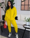 Autumn Casual Solid Plain Round Neck Sweatsuit