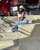 Autumn Stylish Lace Up Back Blue Jeans