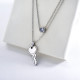 Trendy Silver Key Charm With Clear Zirconia Double Chains Necklace For Women