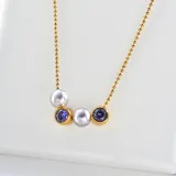 Hot Selling Pearl With Purple Zircon Charm Silver Necklace For Women