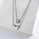 Silver Butterfly Animals Charm With Zirconia Double Chains Necklace For Women