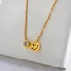 Stainless steel Gold Smiley Face Charm With Zirconia Necklace For Women